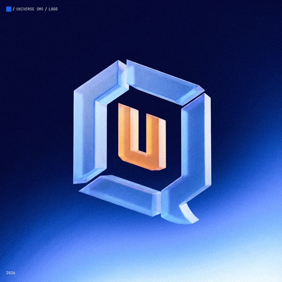Universe SMS 3D glass logo